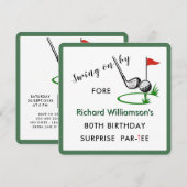 80th Surprise Birthday Party Men's Golf Theme 招待状 (正面/裏面)