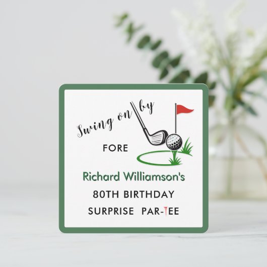 80th Surprise Birthday Party Men's Golf Theme 招待状 (スタンド正面)