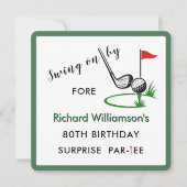 80th Surprise Birthday Party Men's Golf Theme 招待状 (正面)