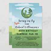 80th Surprise Birthday Party Men's Golf Theme 招待状 (正面/裏面)