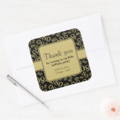 80th Thank Youブラック/金ゴールド誕生日番号模様 スクエアシール (封筒)
