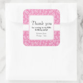 80th Thank You Pink/White誕生日番号模様 スクエアシール (バッグ)