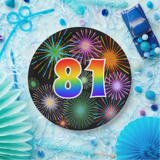81イベント-おもしろいカラフル、はっきりした、虹81 ペーパープレート (パーティー)