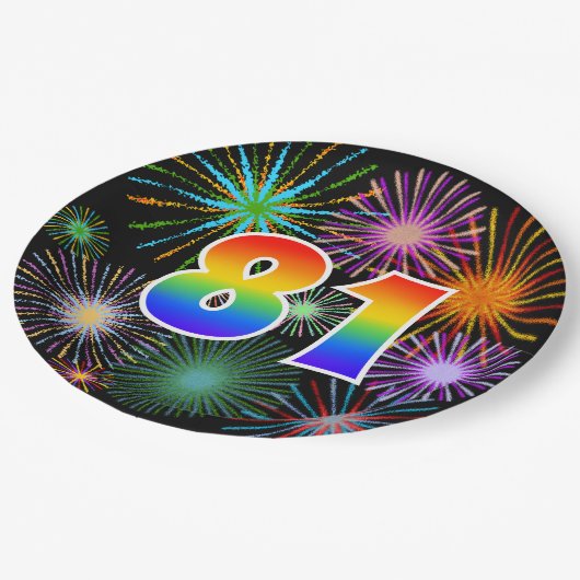 81イベント-おもしろいカラフル、はっきりした、虹81 ペーパープレート (アングル)