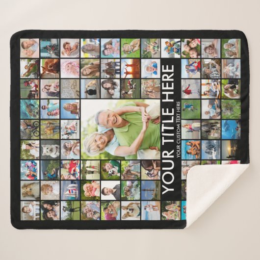 81フォトパーソナライズされたコラージュカスタムカラー シェルパブランケット (正面(横))