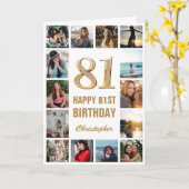 81歳の誕生日おめでとう ゴールドとホワイトの写真コラージュ カード (黄色い花)
