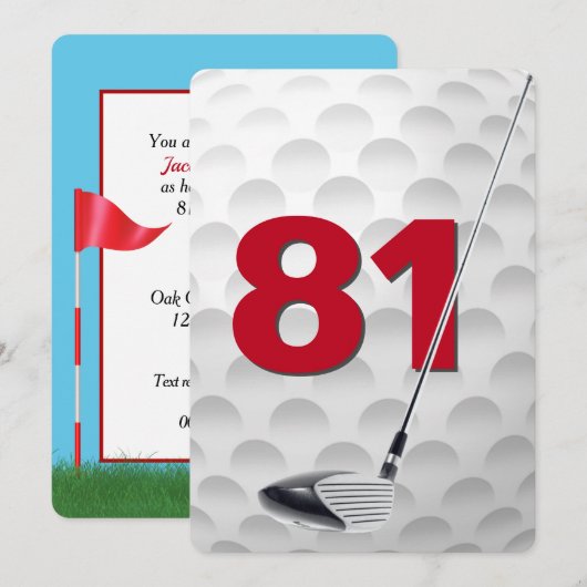 81歳の誕生日ゴルフテーマパーティー 招待状 (正面/裏面)