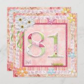 81歳の誕生日パーティースクラップブック作りスタイル 招待状 (正面/裏面)