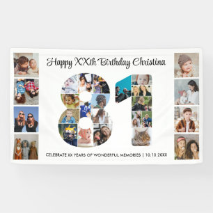 81歳の誕生日パーティーナンバー81フォトコラージュ 横断幕