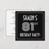 81歳の誕生日パーティー：カスタムネーム付きのアールデコスタイル 招待状 (正面/裏面)