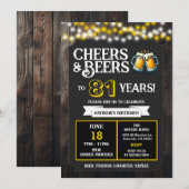 81歳の誕生日 バックヤードBBQのお祝いに乾杯とビール 招待状 (正面/裏面)