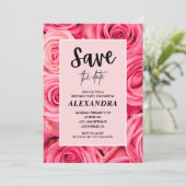 81歳エレガントの誕生日ピンク・ローズ日付を保存 招待状 (スタンド正面)