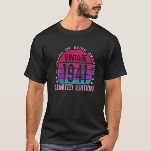 81歳ヴィンテージ1941 81誕生日 Tシャツ (正面)