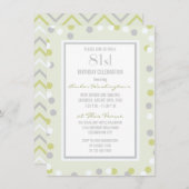 81番目のグリーンとグレーの水玉模様とシボロン 招待状 (正面/裏面)
