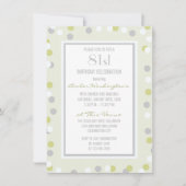 81番目のグリーンとグレーの水玉模様とシボロン 招待状 (正面)