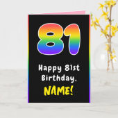 81番目の誕生日カラフル: Rainbow # 81,名前をカスタムする カード (黄色い花)