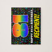 81番目の誕生日:おもしろい、カラフル音楽シンボル、「81」 ジグソーパズル (縦)