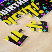 81番目の誕生日:おもしろい、スターカラフル・フィールド・パターン ジグソーパズル (側面)