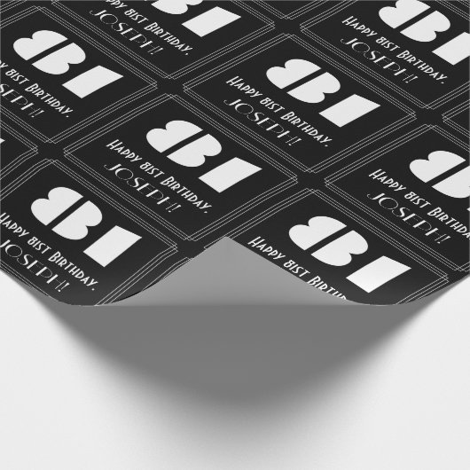 81番目の誕生日:インスパイアアールデコの外観「81」 & Name ラッピングペーパー (角)