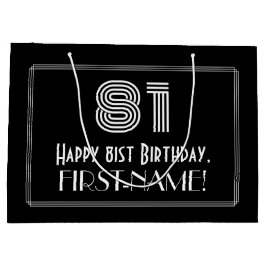 81番目の誕生日:インスパイアアールデコの「81」の外観と名前 ラージペーパーバッグ