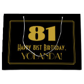 81番目の誕生日:インスパイアアールデコの「81」の外観と名前 ラージペーパーバッグ (正面)