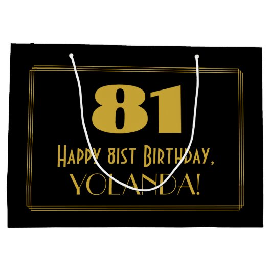81番目の誕生日:インスパイアアールデコの「81」の外観と名前 ラージペーパーバッグ (裏面)