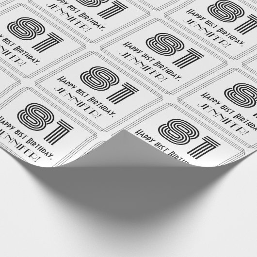 81番目の誕生日:インスパイアアールデコスタイル「81」 +名前 ラッピングペーパー (角)