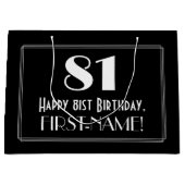 81番目の誕生日:インスパイアアールデコスタイル「81」、名前 ラージペーパーバッグ (正面)