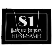 81番目の誕生日:インスパイアアールデコスタイル「81」、名前 ラージペーパーバッグ