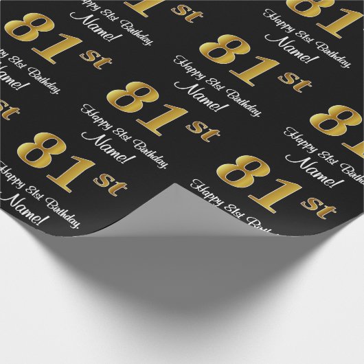 81番目の誕生日:エレガント贅沢なフェイク金ゴールドルック# ラッピングペーパー (角)