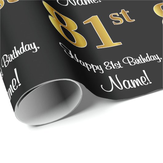 81番目の誕生日:エレガント贅沢なフェイク金ゴールドルック# ラッピングペーパー (ロールコーナー)