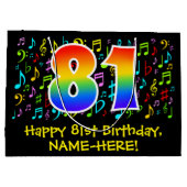 81番目の誕生日-カラフル音楽シンボル， Rainbow 81 ラージペーパーバッグ (裏面)