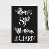 81番目の誕生日: ファンシー、スクリプエレガントト+名前をカスタムする カード (正面)