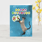 81誕生日シャム猫カード カード (黄色い花)