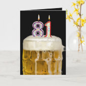 81誕生日ビール（黒） カード (黄色い花)
