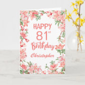 81誕生日ピンクピーチピオニーズウォーターカラーフローラ カード (黄色い花)