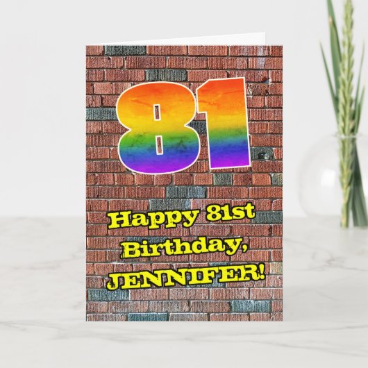 81誕生日:おもしろいグラフィティインスパイアレインボー81 カード (正面)