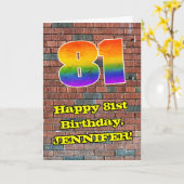 81誕生日:おもしろいグラフィティインスパイアレインボー81 カード (黄色い花)