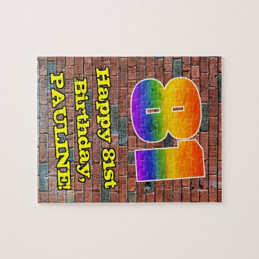81誕生日:おもしろいグラフィティインスパイアレインボー81 ジグソーパズル (横)