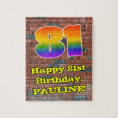 81誕生日:おもしろいグラフィティインスパイアレインボー81 ジグソーパズル (縦)