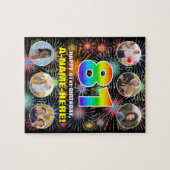 81誕生日:おもしろいレインボー#,名前をカスタムする+写真 ジグソーパズル (横)