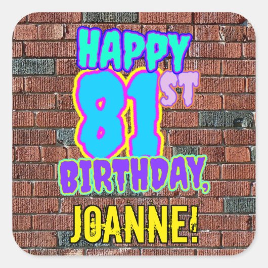 81誕生日-おもしろい、アーバングラフィティインスパイアルック スクエアシール (正面)