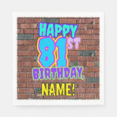 81誕生日~おもしろい、アーバングラフィティインスパイアルック スタンダードランチョンナプキン (正面)