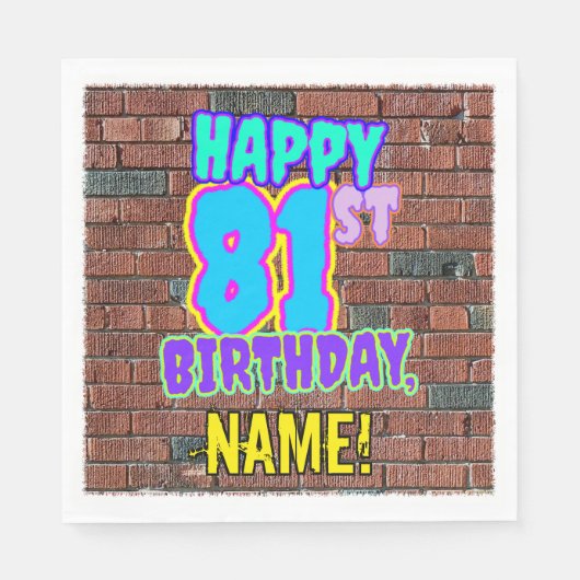 81誕生日~おもしろい、アーバングラフィティインスパイアルック スタンダードランチョンナプキン (正面)