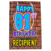 81誕生日:おもしろい、アーバングラフィティインスパイアルック ミディアムペーパーバッグ (正面)