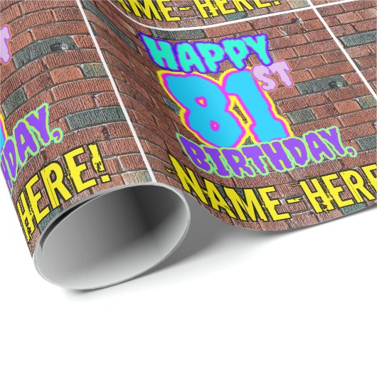 81誕生日:おもしろい、アーバングラフィティインスパイアルック ラッピングペーパー (ロールコーナー)