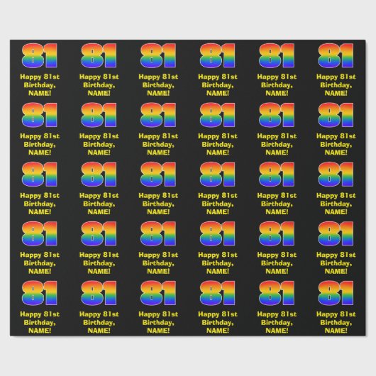 81誕生日:おもしろい、カラフルレインボーインスパイア# 81 ラッピングペーパー (シーム)