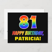 81誕生日:はっきりした、おもしろい、シンプル虹、虹81 ポストカード (正面/裏面)