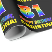 81誕生日:はっきりした、おもしろい、シンプル虹、虹81 ラッピングペーパー (ロールコーナー)