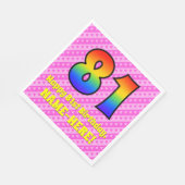81誕生日:ピンクストライプのハート、レインボー# 81 スタンダードランチョンナプキン (角)